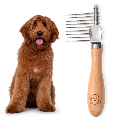Dematting Rake for Dogs, Detangling, Grooming Tool For Matted Pet Hair | Best for Doodles, Poodles, Goldendoodles, Mat Remover, Undercoat Rake, Detangler Brush for Dogs, Comb Tool for Grooming - size: Dematting Rake Regular