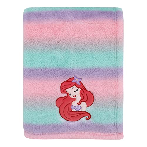 NoJo Disney Ariel Watercolor Wishes Pink, Lavender, Aqua, and Orange, One of a Kind Ombre Sherpa Super Soft Baby Blanket - color: Ariel Watercolor