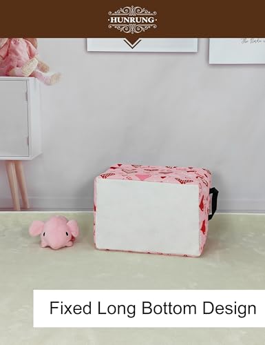 Rectangle Canvas Foldable Storage Basket for Nursery, Pink Love Heart - color: REC-Pink Love Heart