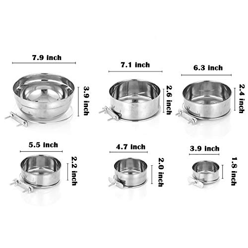 JiangYanus Stainless Steel Hanging Pet Bowls, Dog Crate Food and Water Bowl | Metal Coop Cups with Clamp Holder Detachable Cage Kennel Bowl Feeder Dish for Dogs Cats Birds Ferret Rabbit and Small Animals - color: 3.9" x 1.8"