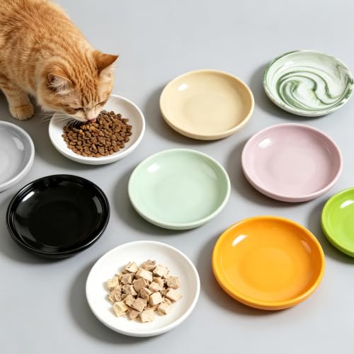 3 PCS Ceramic Cat Bowls, 5.5 in Pet Food Bowl Cat Dishes for Food and Water, Small Dog Dish(Grey) - color: Grey