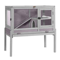GUTINNEEN Guinea Pig Cages with Anti Chewing Sturdy Plastic Floor and Cool Zinc Plate, Indoor Rabbit Hutch with Hideout and PVC Platform, Elevated Legs Hamster Cage 36.6" L (Grey) - color: Grey