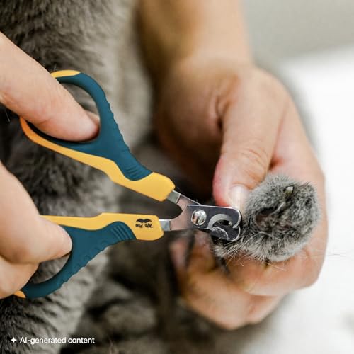 Mr. Pen- Cat Nail Clipper, Stainless Steel | Professional Sharp Cat Claw Trimmer for Small and Medium Cats, Pet Nail Clipper with Sturdy Non Slip Handle - color: Yellow/Dark Teal