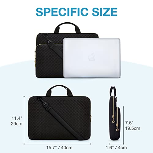 BAGSMART Laptop Sleeve 15-15.6 inch Case Protective Water-Resistant | Lightweight Laptop Bag for Women with Pocket and Handle, Compatible with MacBook, HP, Dell, Acer and Asus notebooks - color: Navy Blue, size: 15.6 Inch