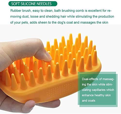Pet Silicone Shampoo Brush for Long & Short Hair, Pink ( New ), Medium Large Pets Dogs Cats, Silicone Shower Wash Curry Brush, Massage Comb - color: Pink