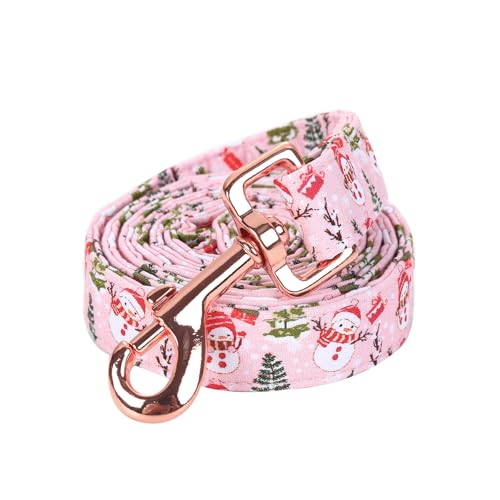 Dog Leash, Christmas Dogs Leashs Christmas Tree Print Heavy Duty Adjustable Dog Leash for X-Small Girls Dogs - color: Pink Snowman, size: X-Small (Pack of 1)