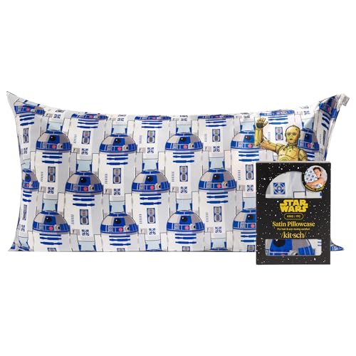Kitsch x Star Wars R2-D2 & C-3PO Satin Pillowcase, Size 19x36 | Softer Than Silk Pillow Cases, Smooth Cooling Satin Pillow Case for Hair and Skin, Wrinkle-Free, Machine Washable - color: R2-d2 & C-3po, size: King (1 Pack)