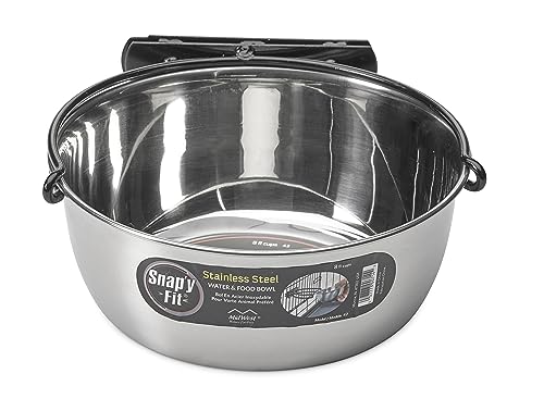 MidWest Homes for Pets Snap'y Fit Stainless Steel Food or Water Bowl, Holds 2 Quarts, Mounts to Wire Crates, No-Tip Design, Rust-Resistant, for Large Dogs and Cats - size: 2 Quarts (8 cups)