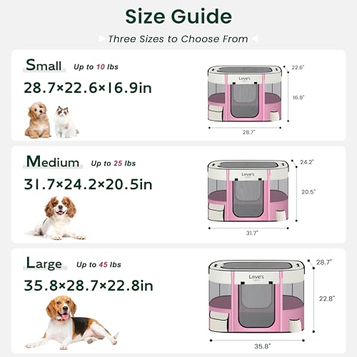 Love's cabin Pet Puppy Dog Playpen, Medium Dog Tent Crates Cage Indoor/Outdoor, Portable Exercise Playpen for Cat, Foldable Pop Up Dog Kennel Playpen with Carring Case (M, Light Pink) - color: Light Pink, style: Medium