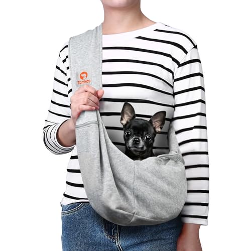 Tomkas Dog Sling Carrier for Small Dogs Puppy Carrier for Small Dogs (Grey, for Pets Weight 2-7 lbs) - color: Grey