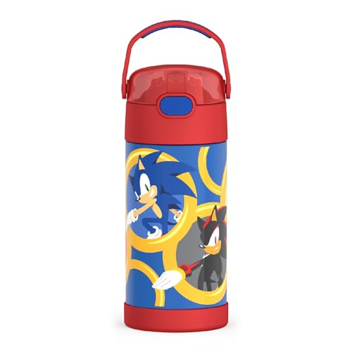THERMOS FUNTAINER Water Bottle with Straw, 12oz, Sonic the Hedgehog | Kids Stainless Steel Insulated Water Bottle, Keeps Drinks Cold Longer for School & Play, BPA-Free - color: Sonic the Hedgehog, size: 12 Ounces