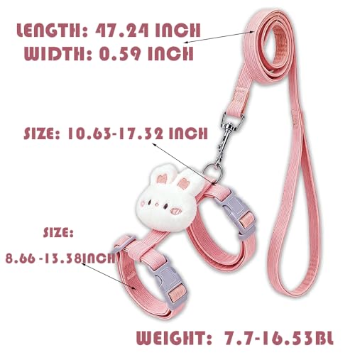 Cat Harness and Leash Set, Cat Harness Escape Proof, Rabbit Harness and Leash Set, Costumes for Cats and Bunny(B, Middle) - color: B, size: Middle
