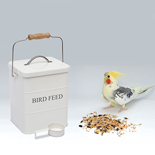 Bird Feeder,Bird Food Jar Pet Food Storage Airtight Food Storage Container-White - color: White