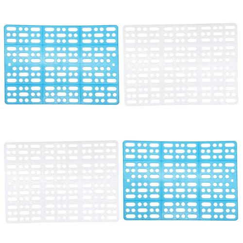 Hamiledyi 4 Piece Rabbit Feet Pad 13.4×9.8x0.4'' Hole Leak Water Design for Plastic Bunny Feet Pad Playpen Feet Mats Plastic Rabbit Cage Mat for Guinea Pig Hamster Chinchilla Ferret - color: 2 white+2 blue