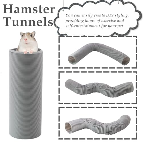 PINVNBY Plastic Tunnel for Guinea Pigs,2 Pcs Foldable Hamster Tunnels Collapsible Hamsters Fun Tube Small Animal Exercising Training Hideout Tubes for Gerbils Rats Mice Ferrets(Gray) - color: 【Grey】