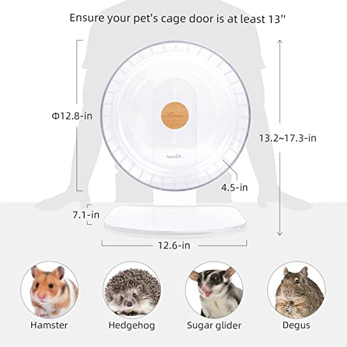 Niteangel Super-Silent Hamster Exercise Wheel: Quiet 12.8" Running Wheel | Can 13.2-17.3" Adjustable Height - No Bend Back Spinner Running for Dwarf Syrian Hamster Gerbils Mice Or Other Small Animal - color: Transparent, size: Extra Large