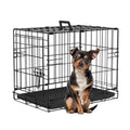 FDW Dog Crate 18-Inch Dog Cage Foldable Metal Kennel with Leakproof Tray Foldable Design Indoor Outdoor Use for Small Dogs,Dark Black - color: Dark Black