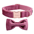 ARING PET Bowtie Dog Collar-Velvet Dog Collars with Removable Bowtie, Cute & Comfortable Dog Collar. - color: B-Rose Red, size: X-Small (Pack of 1)