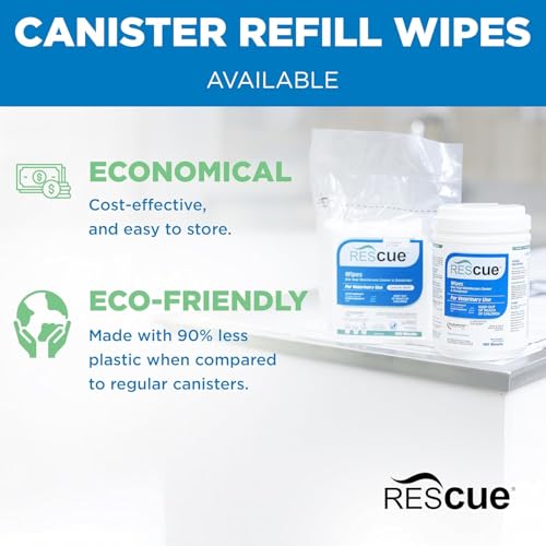 REScue One-Step Disinfectant Cleaner & Deodorizer Wipes for Vet Use – Cleaner for Kennels, Litter Boxes, Vet Offices, Pet Grooming Surfaces, Pet Items – Wipes Canister, 160-Count (4 Pack) - size: Canister (4 Pack) Wipes