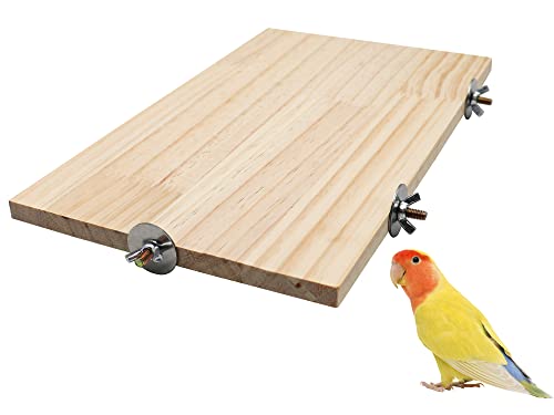 13.6×7.9 Inches Large Bird Perch Stand Platform, Natural Wooden Small Animals Cage Accessories, Rectangle Stand Perch Shelf for Parrot Parakeet Cockatiel Rat Hamster Guinea Pig Conure Chinchillas - size: 13.6 × 7.9 Inches Natural