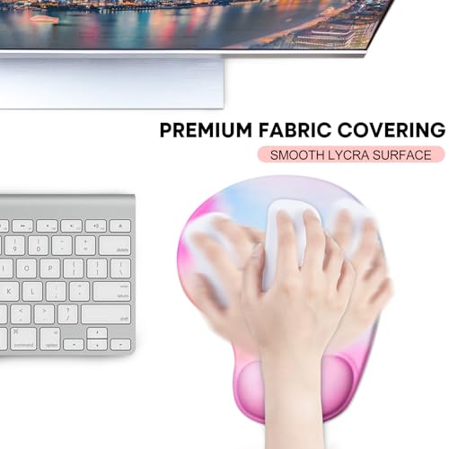JIKIOU Ergonomic Mouse Pad with Gel Wrist Rest 2Pack,Portable Small Rainbow | Upgraded-Prevent Gel Leakage, Ergonomic Design for Pain Relief, Cooling Gel filled, Smooth Lycra Surface, Non-Slip PU Base - color: 05Rainbow