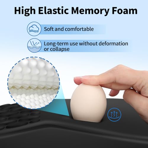 YIWEI Ergonomic Mouse Pad with Wrist Rest for Carpal Tunnel Pain Relief | Memory Foam Wrist Support,Non-Slip Rubber Base, Keyboard Computer Mousepad,Lycra Cloth Surface,Gaming Home Office,Black - color: Black
