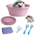 JSLZF Hedgehog Bath Supplies Grooming Kit: Foldable Bathtub, Nail Clippers, Bathing Brushes, Towel for Hedgehog Small Pets like Guinea Pigs