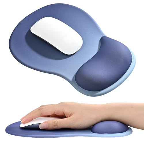 EooCoo Mouse Pad with Gel Wrist Rest, Ergonomic Mousepad Wrist Alignment | Middle Concave Design for Natural Wrist Alignment, Non-Slip Base Mousepad, Carpal Tunnel Relief, Office Desk Accessories - color: Navy Blue