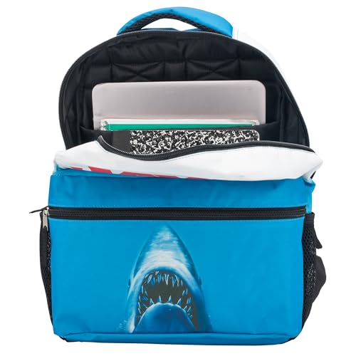 JAWS Movie Poster Backpack, 16 x 12 x 5 Inches, Shark School Bag with Laptop Pocket, 50th Anniversary Edition - color: Jaws