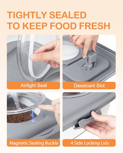 25-28Lbs Dog Food Storage Container Airtight,Collapsible Pet Food Storage | Dog Food Container with Handle,Wheels,Double Airtight Seal Fresh,Save Space,Pest/Mouse-proof,Small Cat Food Container,Scoop - color: Grey/25-28 Lbs