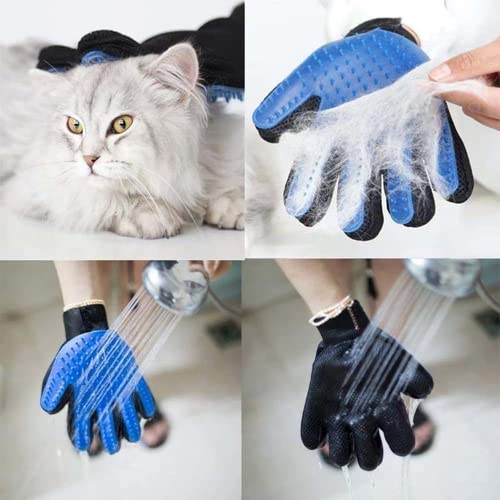 Generic Pet Grooming Glove, Blue - Perfect for Dog, Cat, Rabbit with fur (short and long), Multi-role Bathing, Massaging, Grooming, Shedding, Brush Glove | Blue - Perfect for Dog, Cat, Rabbit with fur (short and long), Multi-role Bathing, Massaging, Groom