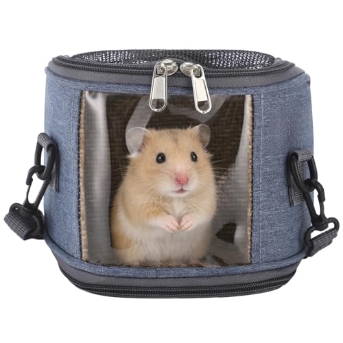 Small Animal Carrier Bag, Breathable, Adjustable & Removable Shoulder Strap & Hand-Carry Design, Clear Front Window, Washable for Hamsters & Sugar Gliders, 7.1 x 3.5 x 5.5 in