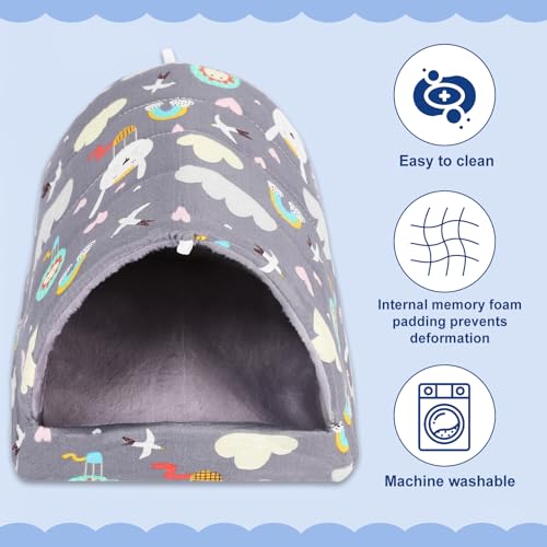 UPINS 2 Pack Guinea Pig Hideout,Guinea Pig Bed | Washable Small Animal House Cage Accessories,for Mouse Chinchillas Hamsters Hedgehogs Ferrets - color: Grey Dark Blue, size: 9.84 x 9.84 inch
