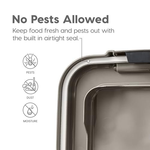IRIS USA Dog Food Storage Container, Up to 30+11 lbs, Gray/Dark Gray | Made in the USA, Includes 2-Cup Scoop & Wheels, Airtight Seal, BPA-Free, Bird Seed, Cat food, Cat Litter, Treats, Toys - color: Silver