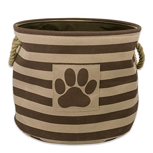 Bone Dry Pet Storage Collection Striped Paw Patch Bin, Medium Round, Brown - color: Brown, size: Medium Round