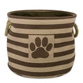 Bone Dry Pet Storage Collection Striped Paw Patch Bin, Medium Round, Brown - color: Brown, size: Medium Round