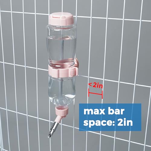 VANNON 17oz Small Animal Water Dispenser for Crate, Parrots Water Bottle for Cage, Chewproof Pet Water Bottle for Rabbits, Guinea Pigs, Ferrets, Chinchillas and Other Small Rodents, Top Fill, Pink - color: Pink