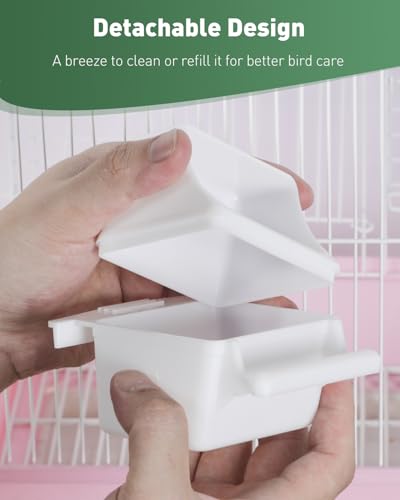 Pawfly 2 Pcs Bird Feeder, Hanging Plastic Water Dispenser with Hooks, Food Bowl for Small Parakeet Cockatiel Canary Parrot - size: 2 PC