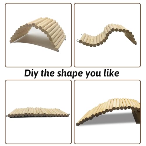 Hamiledyi 11.37 X 5.9 Inches Hides for Tortoises Wood Bendy Bridge Reptile Hide Climbing Ladder Hide Cave Turtle Habitat Decor for Lizards Gecko Spiders Snakes