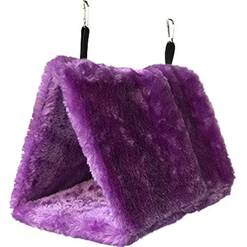 2 Pack Warm Bird Nest House Bed Hanging Hammock Plush Hanging Snuggle Cave Sleeping Bed Happy Hut for Parrot Parakeet Cockatiel Conure Cockatoo African Grey Macaw (Blue&Purple) - color: Blue and Purple