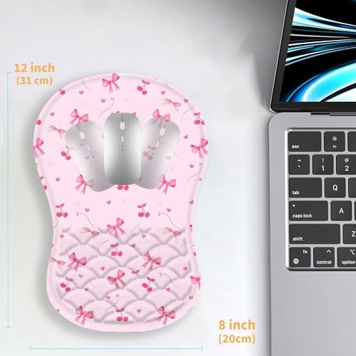 Ergonomic Mouse Pad Wrist Support with Massage Design,Cute Bows Wrist Rest Pain Relief Mousepad with Memory Foam,Mousepad for Wireless Mouse - color: B-01