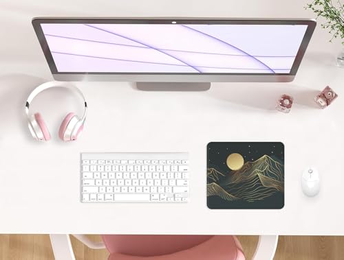 Mouse Pad with Stitched Edge, Multiple Patterns Computer Mouse Pads with Non-Slip Rubber Base, Washable Cloth Mousepad, for Gaming, Laptop, PC (Lunar Peaks) - color: 30Lunar Peaks