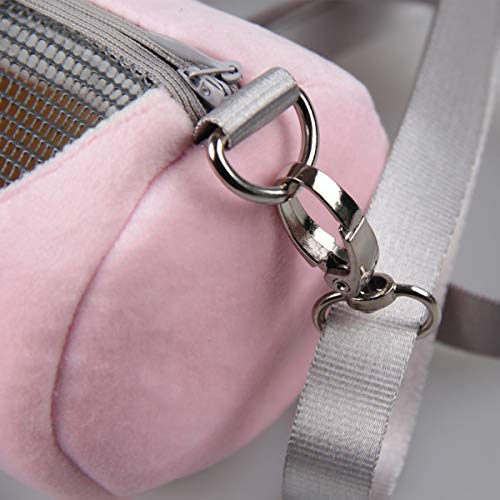 Dwarf Hamster Carrier Bag Portable Cylinder Warm Outdoor Bag with Adjustable Single Shoulder Strap (Pink) - color: Pink
