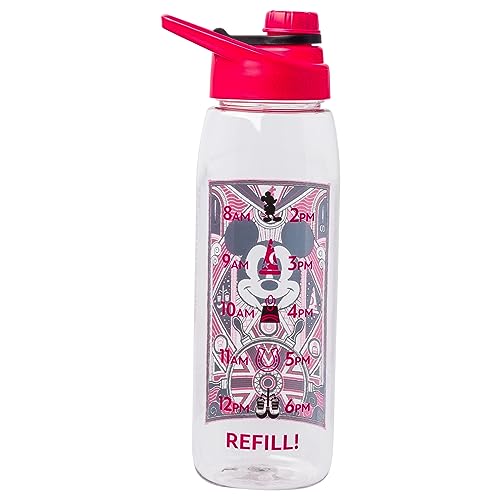 Silver Buffalo Disney 100 Mickey Mouse Hydration Tracker Schedule Water Bottle With Screw-On Lid, 28 Ounces - color: Disney 100 Mickey Hydration Tracker, size: 28 Ounces