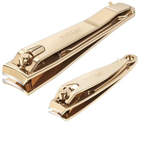 firiKer Nail Clippers with Nail File,Fingernail Clipper,Toe Nail Clippers | Nail Clipper Set ( Golden), Large for Toenails,Small for Fingernails, Used Separately, Ideal Gift for Men and Women - color: Light Gold