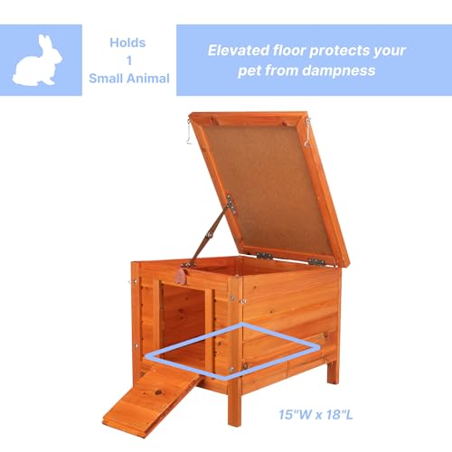TRIXIE natura XS Small Animal House - Outdoor/Indoor Rabbit Hideout with Hinged Roof & Raised Floor - Solid Wood House with Entry Ramp, Weather-Resistant Home for Bunnies & Guinea Pigs - Brown - color: Brown, size: 16.5 x 20.1 x 16.9