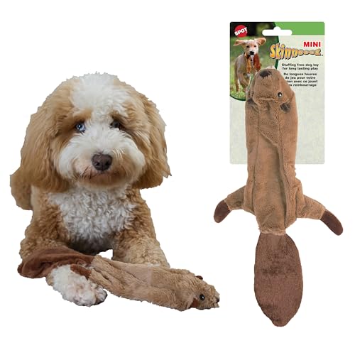 SPOT Skinneeez Beaver Dog Toy – 14" Stuffing-Free Plush Squeaky Dog Toy, Durable Interactive Toy for Small & Medium Dogs, Light to Moderate Chewers, Mess-Free Play - style: Mini Beaver