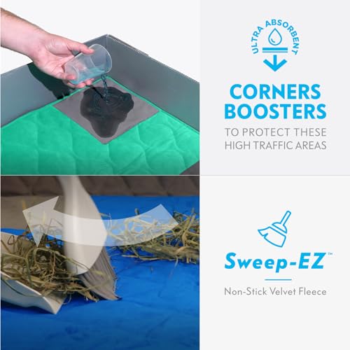 Paw Inspired PopCorner Washable Fleece Cage Liners, C&C 2x5, Gray | Reinforced Corners, Super Absorbent Mat, Bedding, Waterproof Bottom, Guinea Pigs, Ferrets, Rabbits, Hamsters, Small Animals