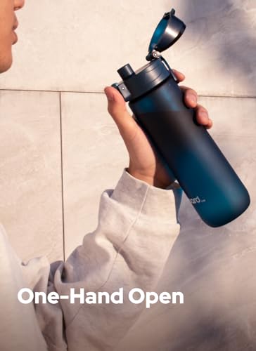 Opard Zip 20oz Plastic Water Bottle Dishwasher Safe, Leakproof Flip-Top Lid, BPA Free Tritan, Wide Mouth Reusable Kids Water Bottle for School Hiking Commuting Outdoor Travel and Gym - color: Midnight Blue, style: 20 oz - Fast Flow