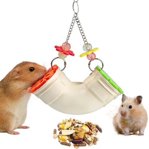 Rat Enrichment Toy, Mouse Interactive Foraging Toys for Various Treats | Slow Feeder Hanging Fancy Mice Cage Accessories Tube Treat Dispenser Rodent Puzzle Toys for Rats Guinea Pig Parakeet